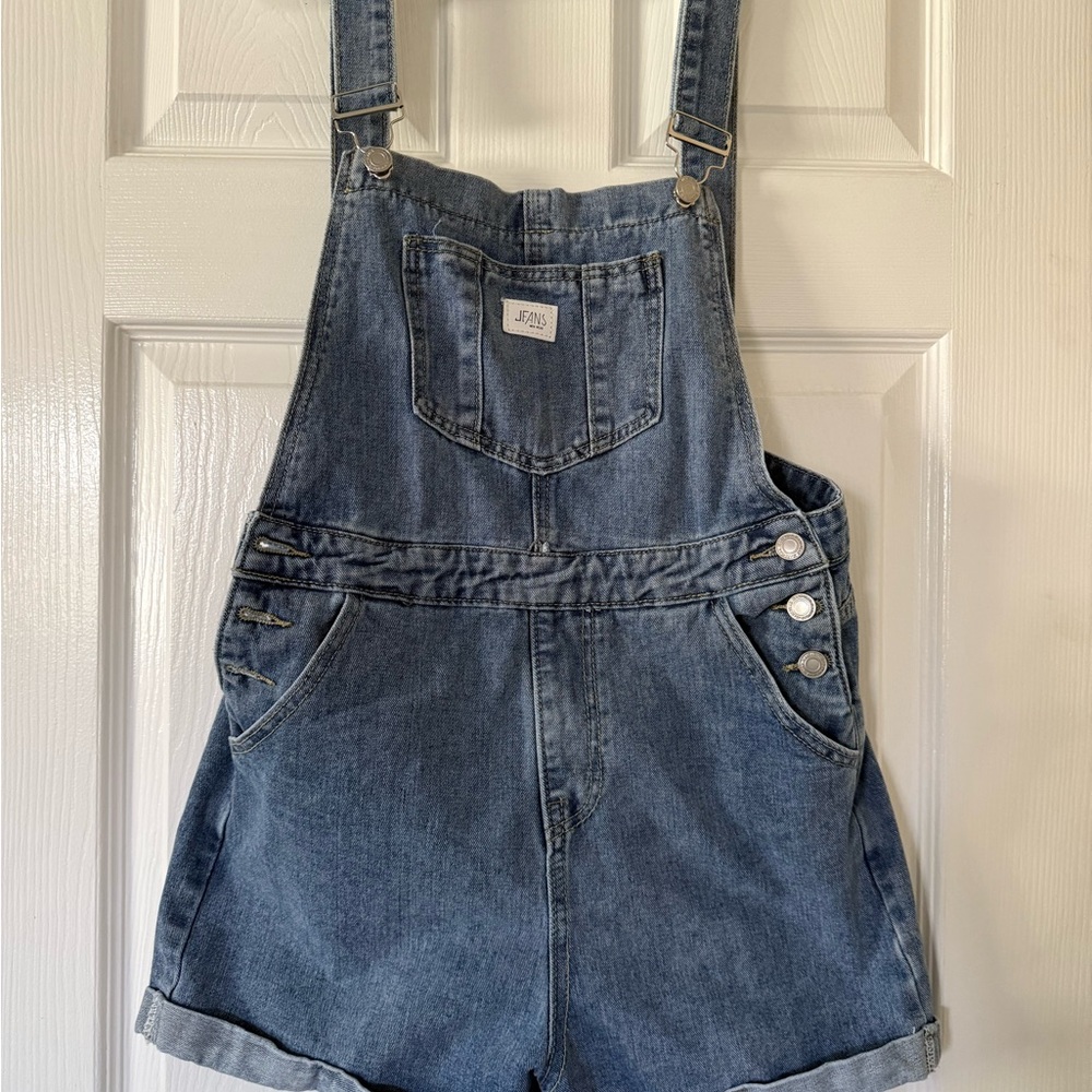 Denim Overalls with Button Detail